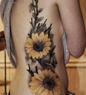 Beautiful girl sunflower tattoo
