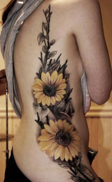 Beautiful girl sunflower tattoo