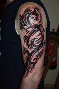 Black and red tribal tattoo