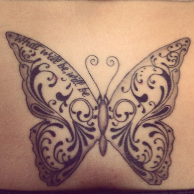 Black and white butterfly tattoo