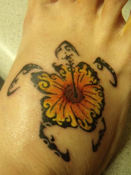 Black and yellow sunflower tattoo