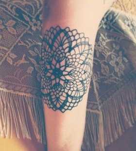 Black flowers lace tattoo