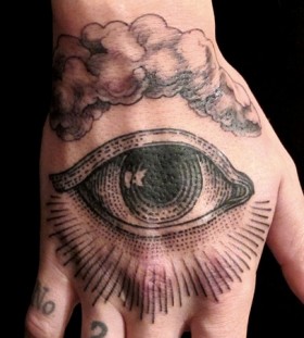 Black hand eye tattoo