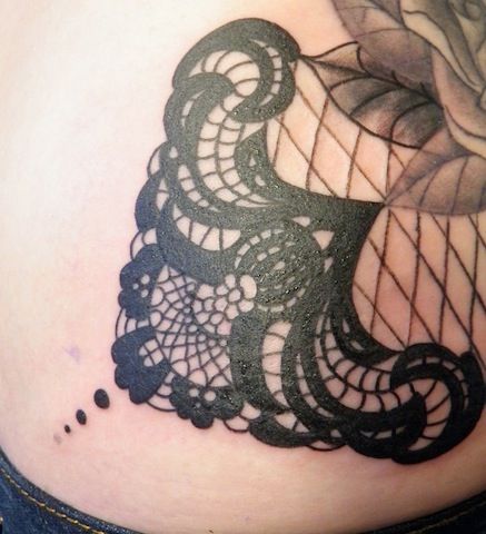 Black ornaments lace tattoo