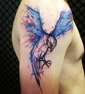 Blue bird tattoo by Tyago Compiani