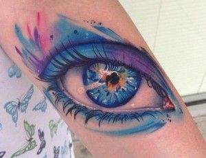 Blue eye watercolor tattoo