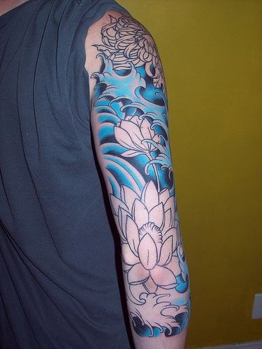 Blue lotus flower tattoo