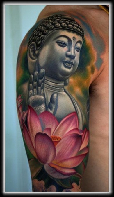 Budha and flower cool tattoo