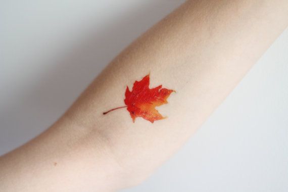 Canada red leaf tattoo