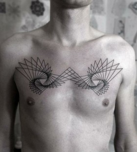 Chest lines tattoo by Chaim Machlev