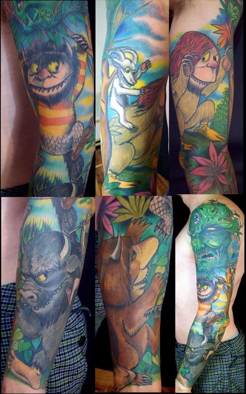 Colorful animals wild tattoo