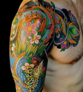 Colorful asian tattoo