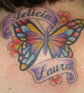 Colorful butterfly wings tattoo