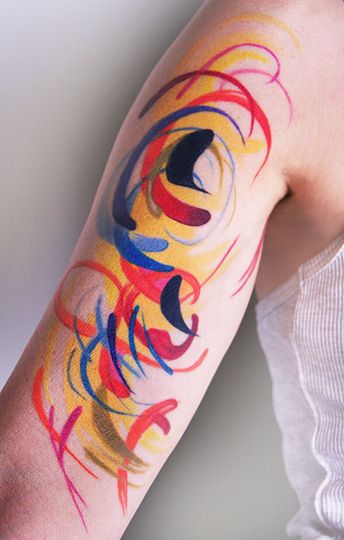 Colorful hand painting tattoo