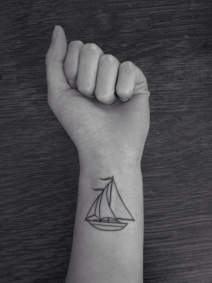 Cute wrist ship tattoo