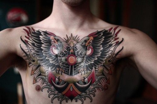 Eagle tattoo on chest