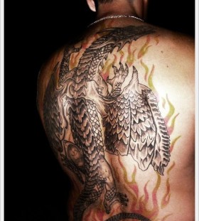 Fire and dragon tattoo