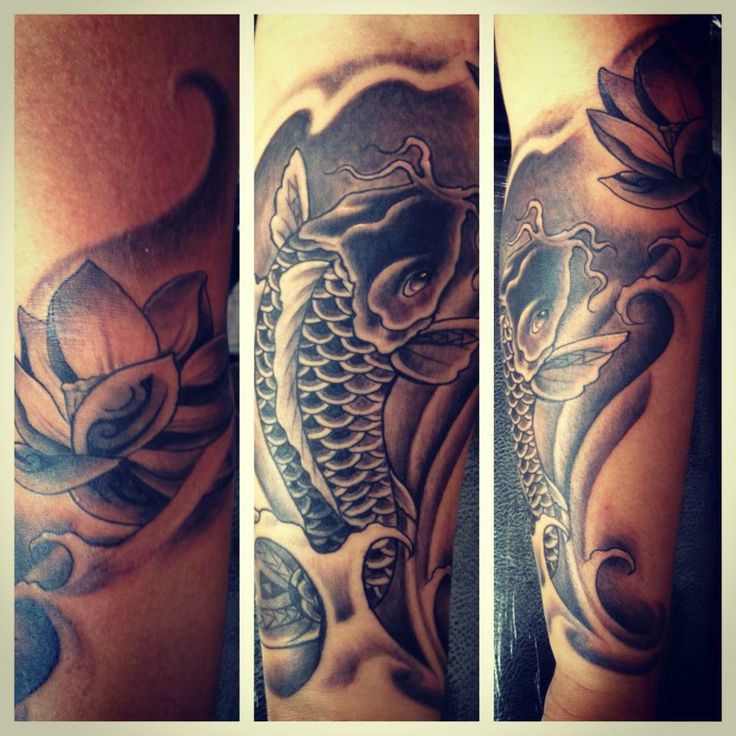 Fish and lotus flower tattoo