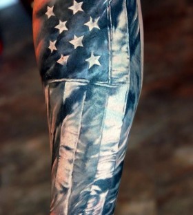 Flag and stars american style tattoo