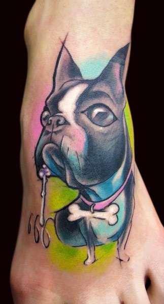 Funny dog tattoo by Adam Kremer