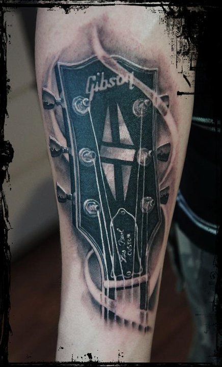 Gibson black guitar tattoo