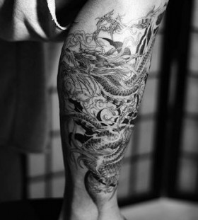 Leg dragon tattoo