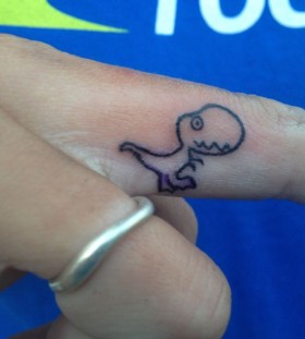 Lovely finger dinosaur tattoo