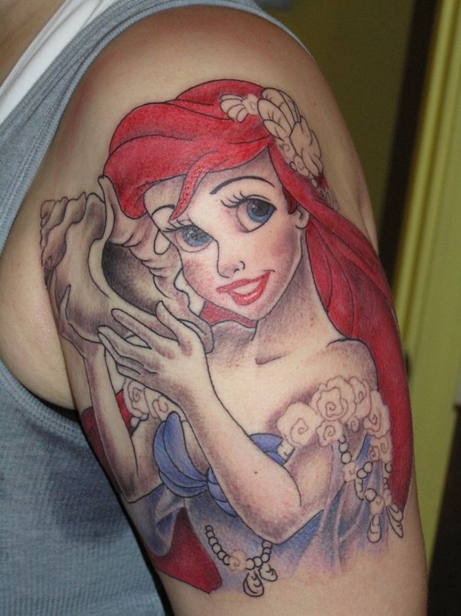 Lovely girl with red hair cool tattoo