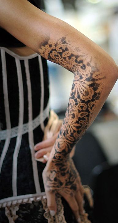 Lovely hand lace tattoo