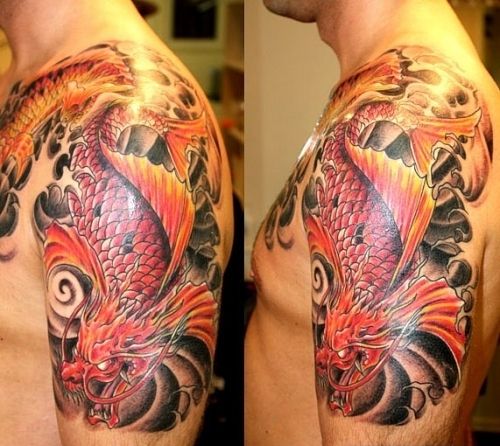 Men shoulder dragon tattoo