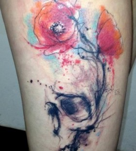 Pink flowers tattoo by Adam Kremer