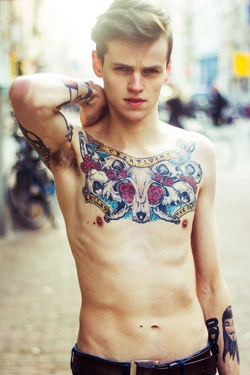 Pretty boy tattoo on chest