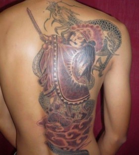 Red and black asian tattoo