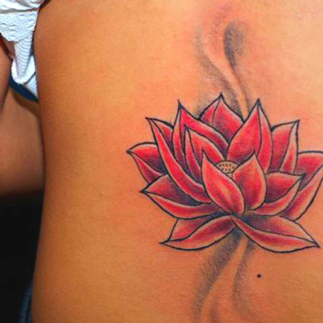 Red lotus flower tattoo