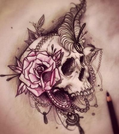 Rose and skull tattoo