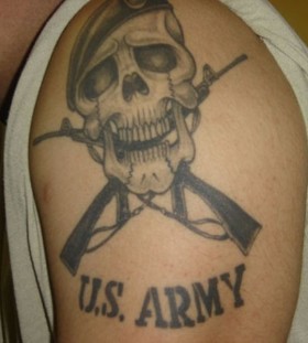 Skull and military style tattoos