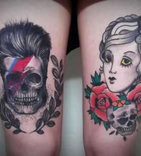 Skull and woman tattoo by Tyago Compiani