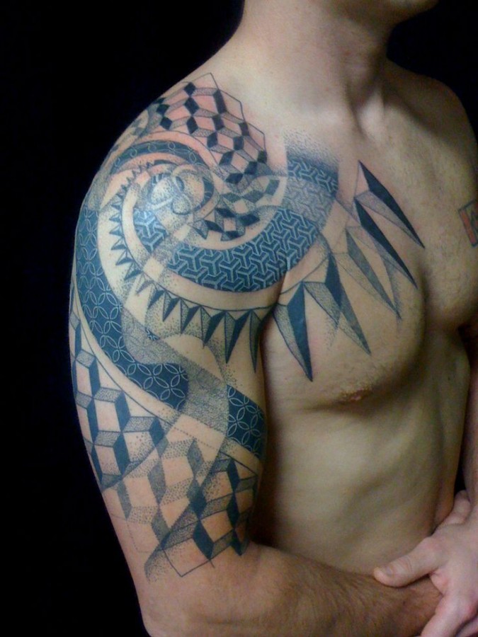 Strong man asian tattoo