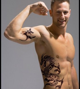 Strong men dragon tattoo