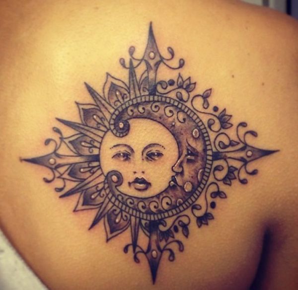 Sun and moon tattoo