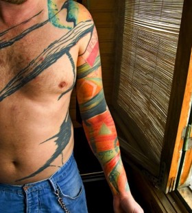 Watercolor men's tattoo by Grisha Maslov