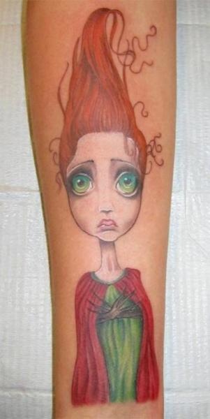 Weird girl red tattoo