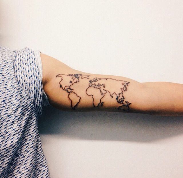 Adorable black map tattoo on arm