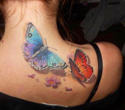 Amaizing 3D butterfly tattoo on shoulder