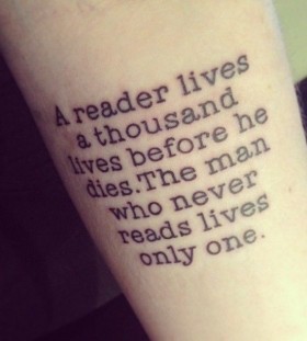 Amazing black quote tattoo on arm