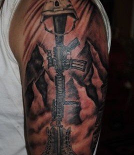 Amazing black soldier tattoo on arm