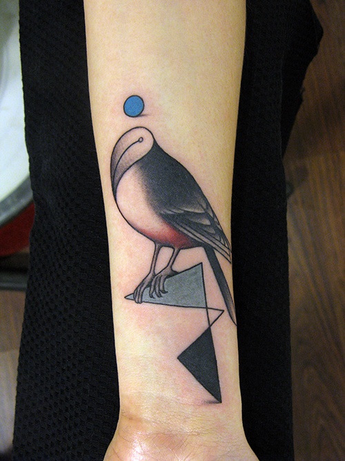 Amazing forms bird tattoo on arm