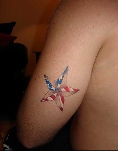 American flag star tattoo on arm