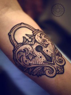 Black lace keyhole tattoo