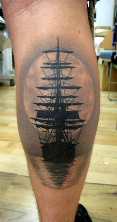 Black ship’s ornaments tattoo